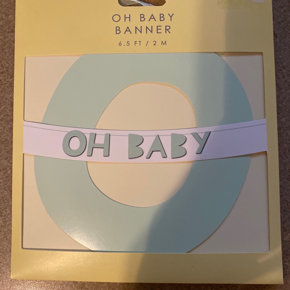 Baby Shower Green Banner Reveal Party “Oh Baby” 6.5 Feet Long NEW.
